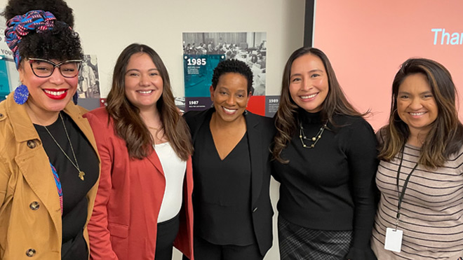 BECU President and CEO Beverly Anderson, center, with women from the BECU Office of Equity and Inclusion.